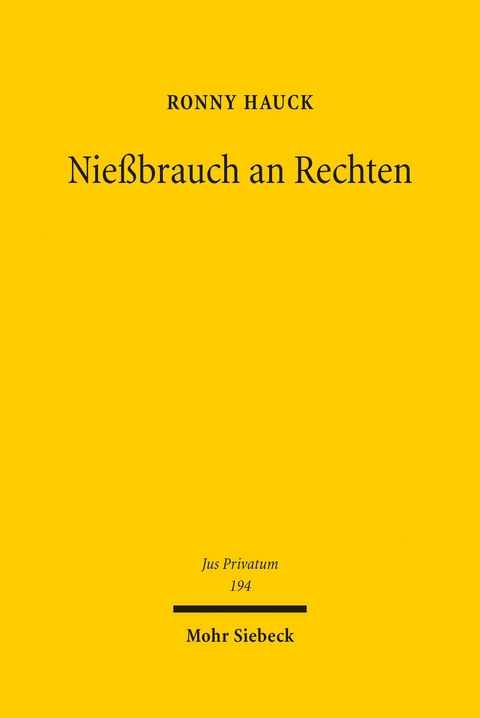 Nießbrauch an Rechten -  Ronny Hauck