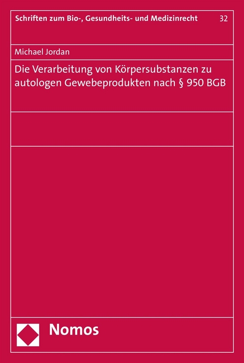 Die Verarbeitung von Körpersubstanzen zu autologen Gewebeprodukten nach § 950 BGB - Michael Jordan