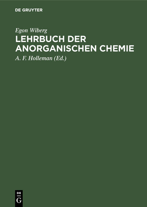 Lehrbuch der anorganischen Chemie - Egon Wiberg