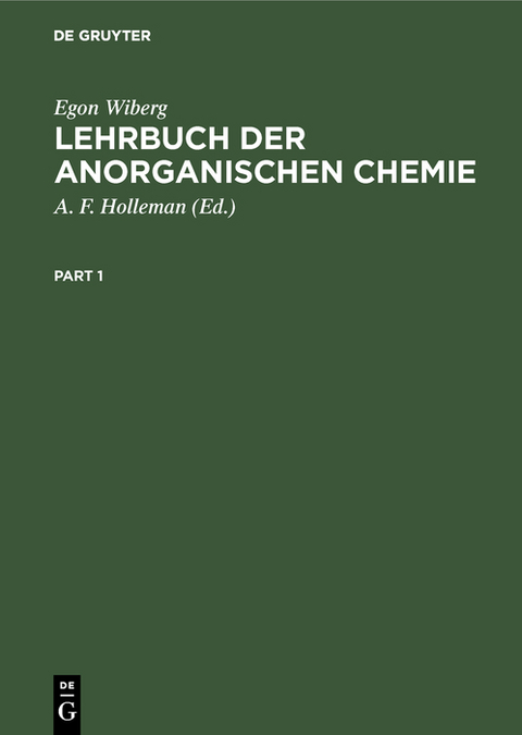 Lehrbuch der anorganischen Chemie - Egon Wiberg