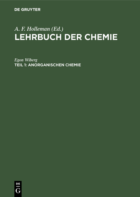 Anorganischen Chemie - Egon Wiberg