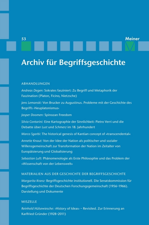 Archiv für Begriffsgeschichte. Band 53 - 