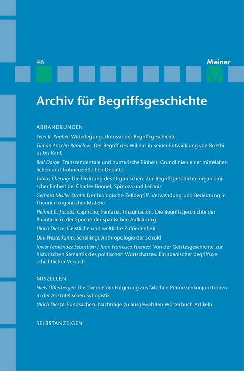 Archiv für Begriffsgeschichte. Band 46 - 