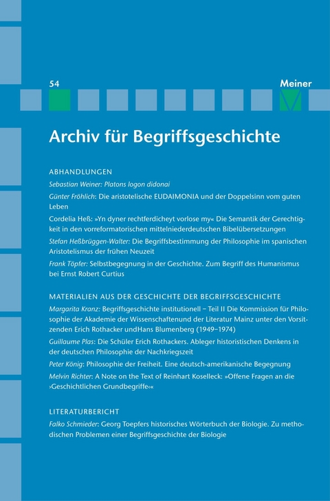 Archiv für Begriffsgeschichte. Band 54 - 