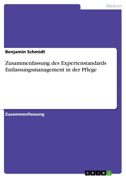 Zusammenfassung des Expertenstandards Entlassungsmanagement in der Pflege -  Benjamin Schmidt