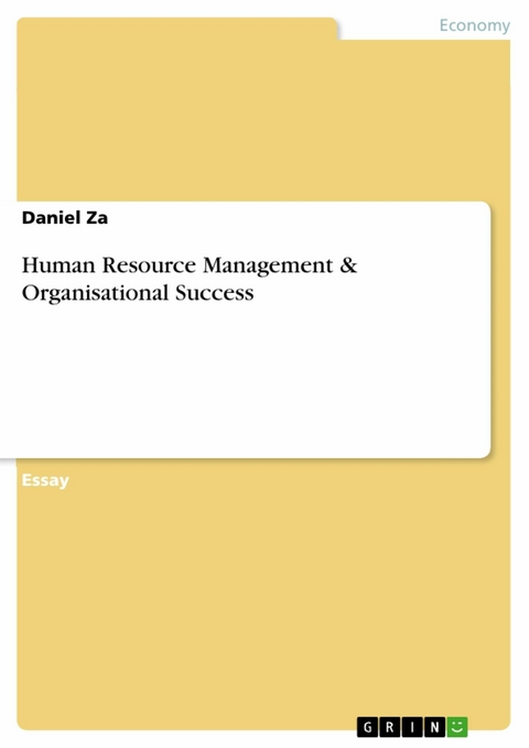 Human Resource Management & Organisational Success -  Daniel Za