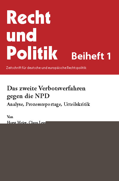 Das zweite Verbotsverfahren gegen die NPD. -  Johannes Lichdi