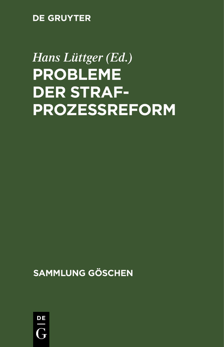 Probleme der Strafprozeßreform - 