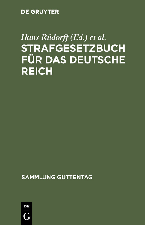 Strafgesetzbuch für das Deutsche Reich - 