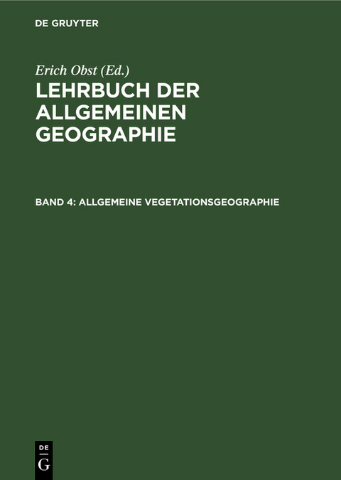 Allgemeine Vegetationsgeographie - 