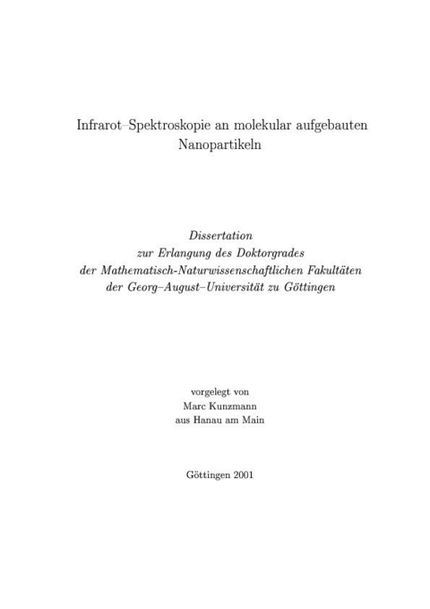 Infrarot-Spektroskopie an molekular aufgebauten Nanopartikeln -  Marc Kunzmann