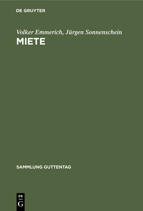 Miete - Volker Emmerich, Jürgen Sonnenschein