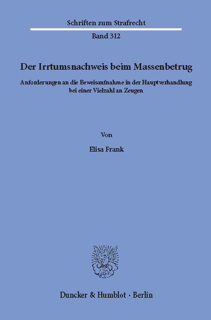 Der Irrtumsnachweis beim Massenbetrug. -  Elisa Frank