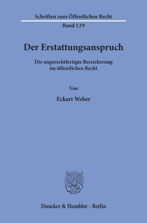 Der Erstattungsanspruch. -  Eckart Weber