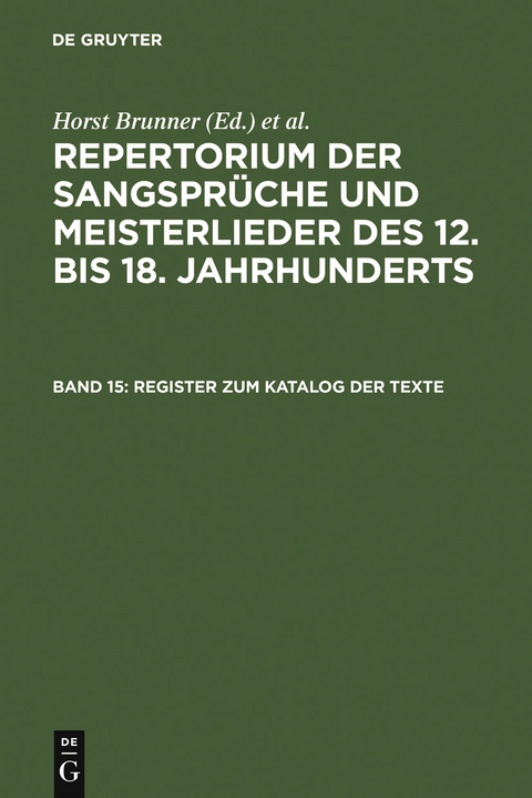 Register zum Katalog der Texte - 