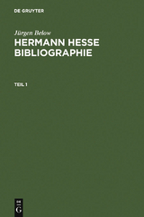 Hermann Hesse Bibliographie - Jürgen Below