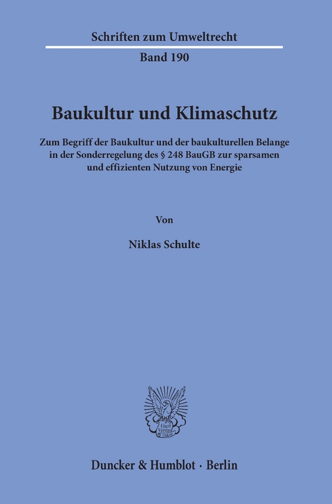 Baukultur und Klimaschutz. -  Niklas Schulte