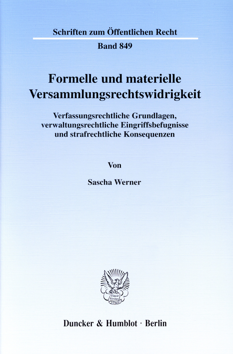 Formelle und materielle Versammlungsrechtswidrigkeit. -  Sascha Werner