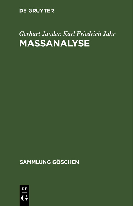 Massanalyse - Gerhart Jander, Karl Friedrich Jahr