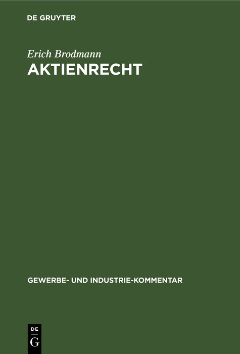 Aktienrecht - Erich Brodmann