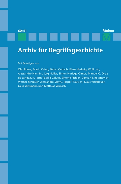 Archiv für Begriffsgeschichte. Band 60/61 - 