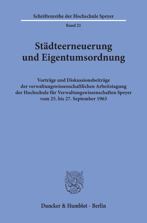 Städteerneuerung und Eigentumsordnung. - 