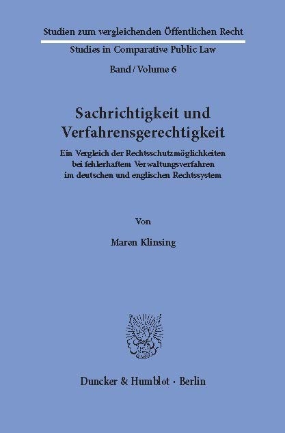 Sachrichtigkeit und Verfahrensgerechtigkeit. -  Maren Klinsing