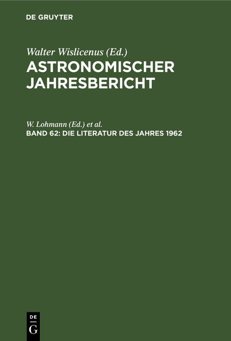 Die Literatur des Jahres 1962 - 