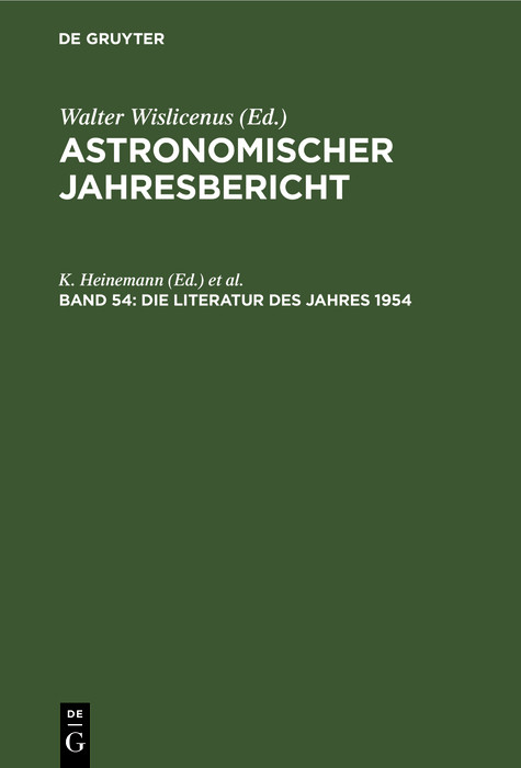 Die Literatur des Jahres 1954 - 