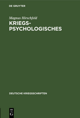 Kriegspsychologisches - Magnus Hirschfeld