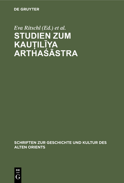 Studien zum Kauṭilīya Arthaśāstra - 