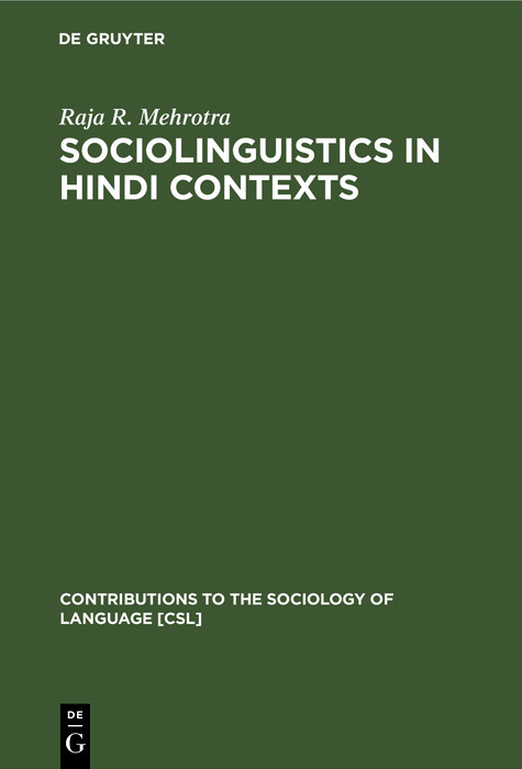 Sociolinguistics in Hindi Contexts - Raja R. Mehrotra