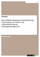 Die rechtliche Regelung zur aliud-Lieferung. Unterschiede der Falsch- und Schlechtlieferung im Leistungsstörungsrecht