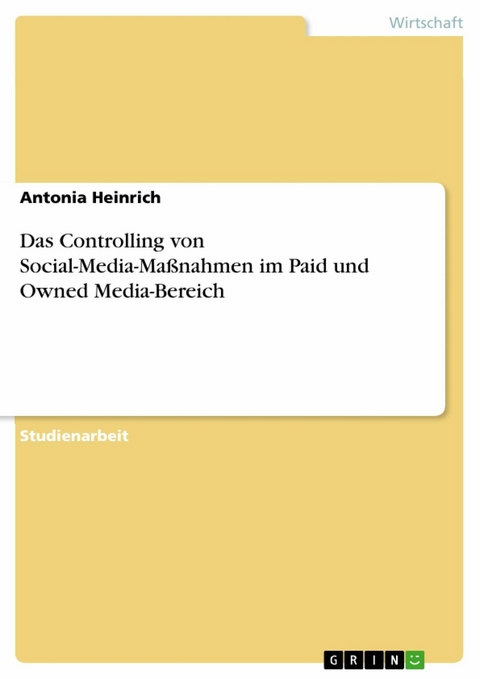 Das Controlling von Social-Media-Maßnahmen im Paid und Owned Media-Bereich - Antonia Heinrich