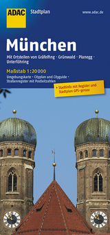 ADAC StadtPlan München mit Gräfelfing, Grünwald, Planegg, Unterföhring 1:20 000 - 