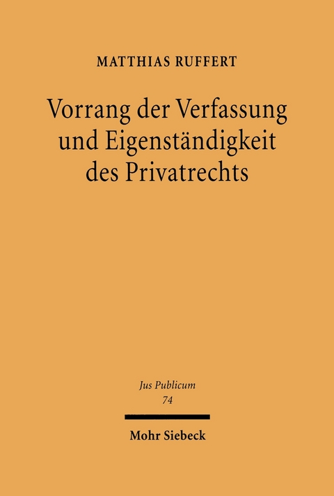 Vorrang der Verfassung und Eigenständigkeit des Privatrechts -  Matthias Ruffert