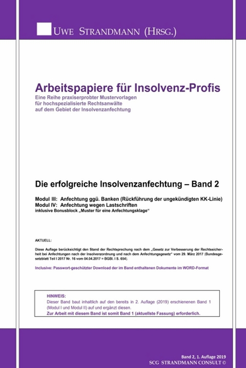 Die erfolgreiche Insolvenzanfechtung – Band 2 - Jens-Uwe Strandmann