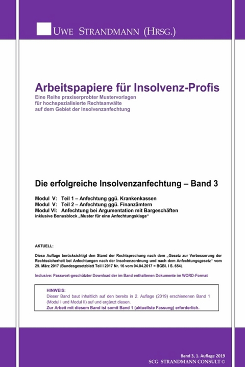 Die erfolgreiche Insolvenzanfechtung – Band 3 - Jens-Uwe Strandmann