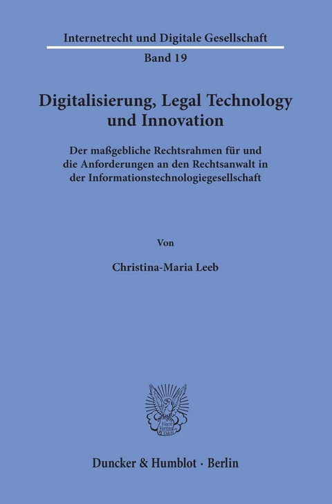 Digitalisierung, Legal Technology und Innovation. -  Christina-Maria Leeb