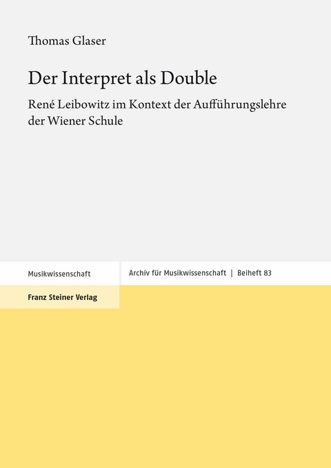 Der Interpret als Double -  Thomas Glaser