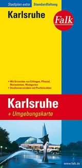 Falk Stadtplan Extra Standardfaltung Karlsruhe mit Ortsteilen von Ettlingen - 