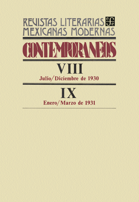 Contemporáneos VIII, julio-diciembre de 1930 - IX, enero-marzo de 1931 - Varios Autores