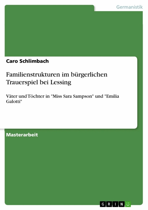 Familienstrukturen im bürgerlichen Trauerspiel bei Lessing - Caro Schlimbach