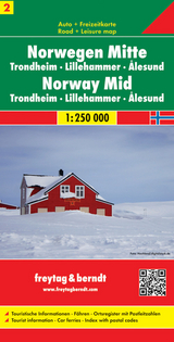 Norwegen Mitte - Trondheim - Lillehammer - Alesund, Autokarte 1:250.000 - 