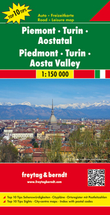 Piemont - Turin - Aostatal, Autokarte 1:150.000, Top 10 Tips - 