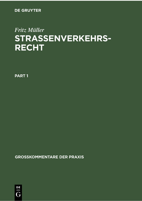 Straßenverkehrsrecht - Fritz Müller