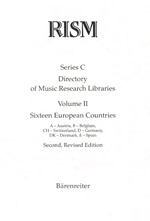 Répertoire International des Sources Musicales (RISM) / Directory of Music Research Libraries / Sixteen European Countries