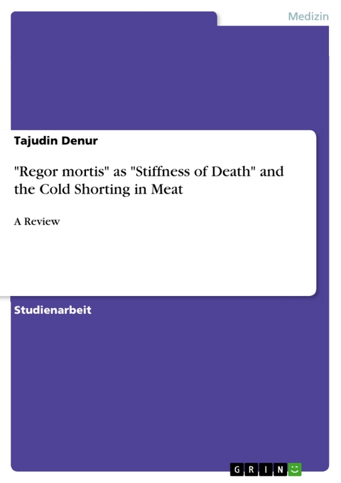 "Regor mortis" as "Stiffness of Death" and the Cold Shorting in Meat - Tajudin Denur