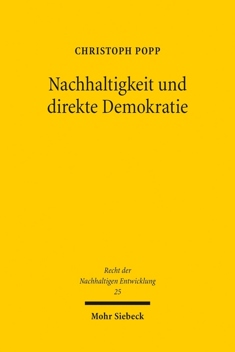 Nachhaltigkeit und direkte Demokratie -  Christoph Popp