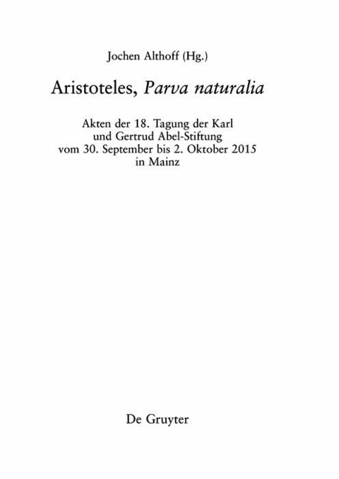 Aristoteles, ?Parva naturalia? - 